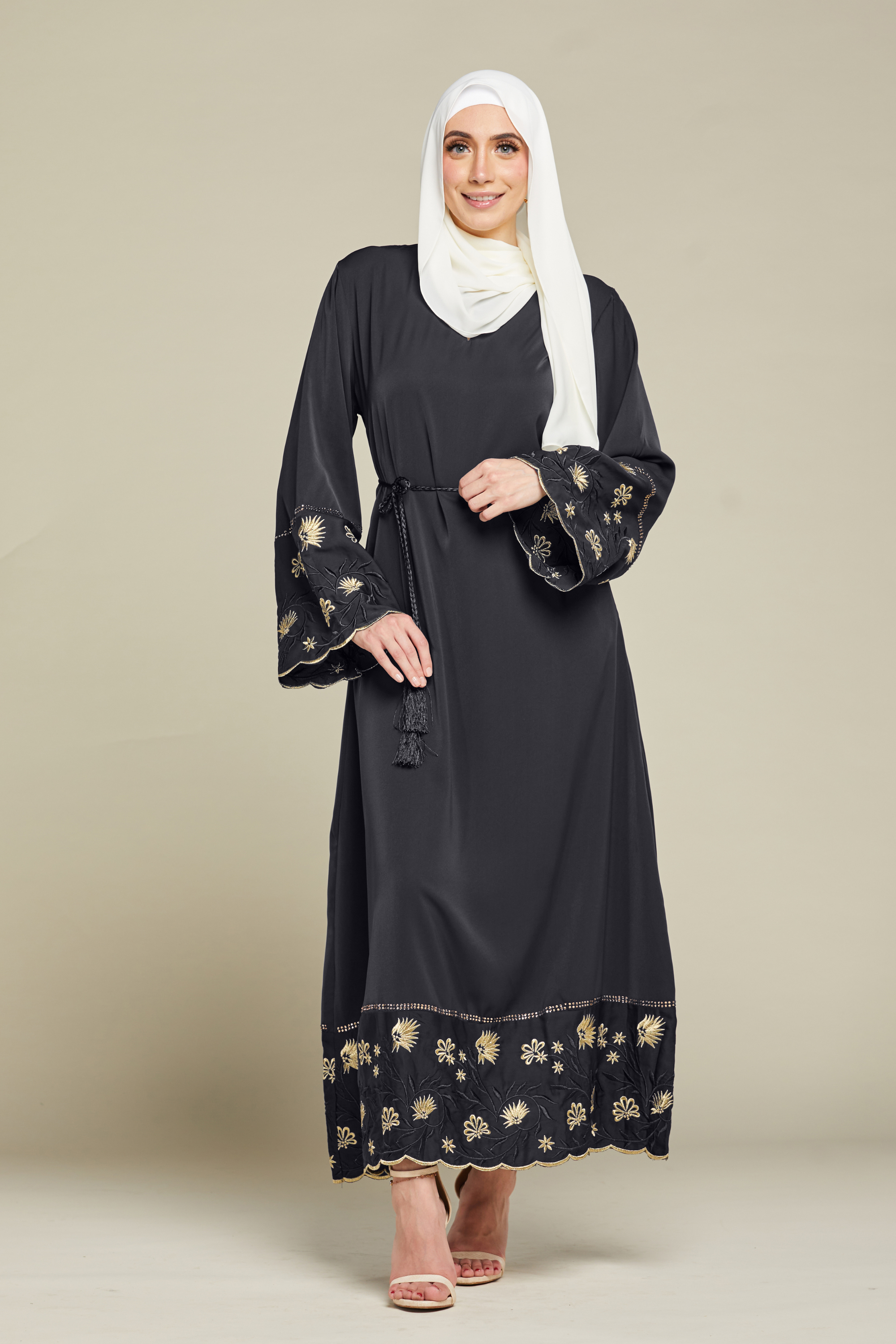 Mariam Embroidered Abaya - Black