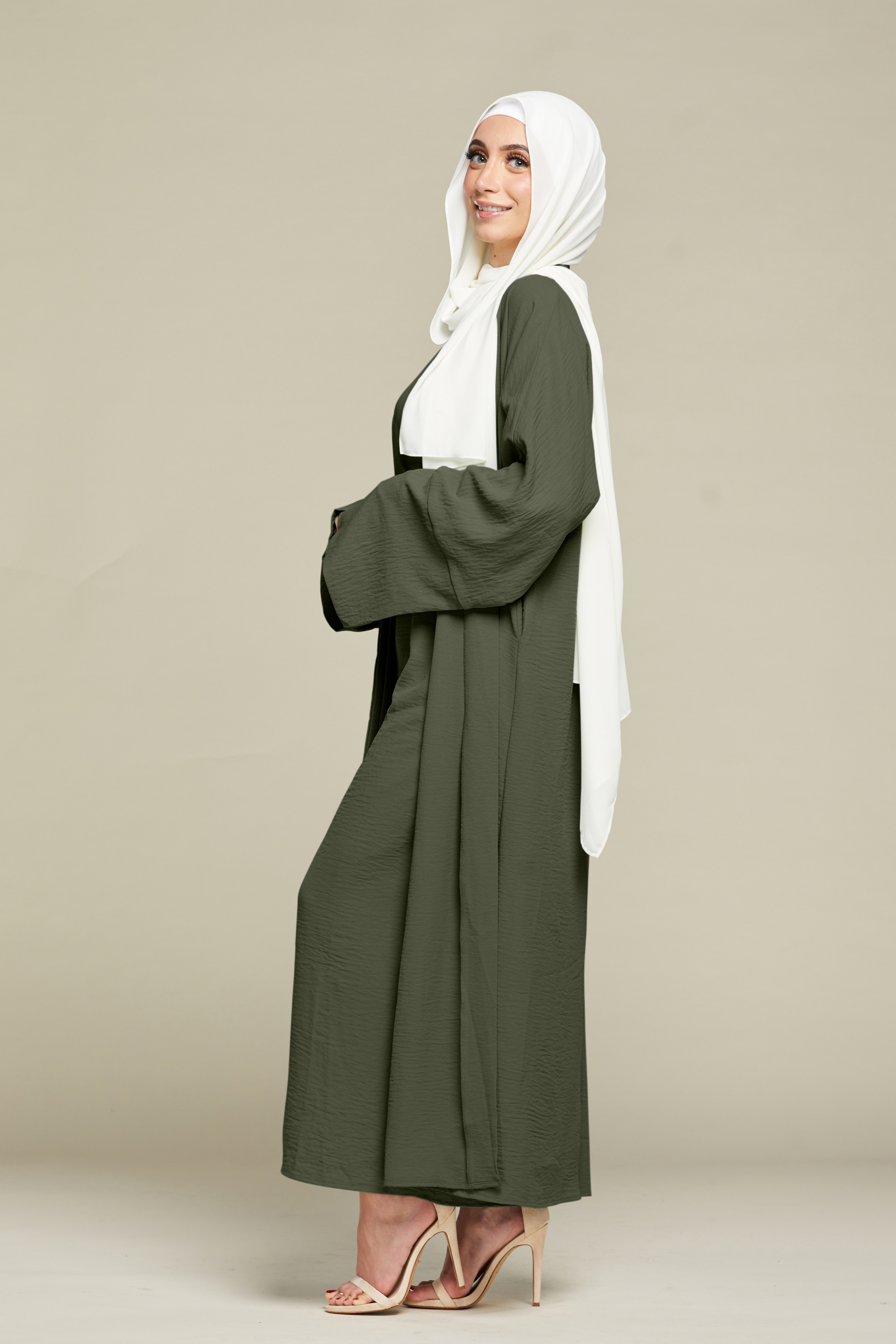 Liyana Open Abaya Set - Olive