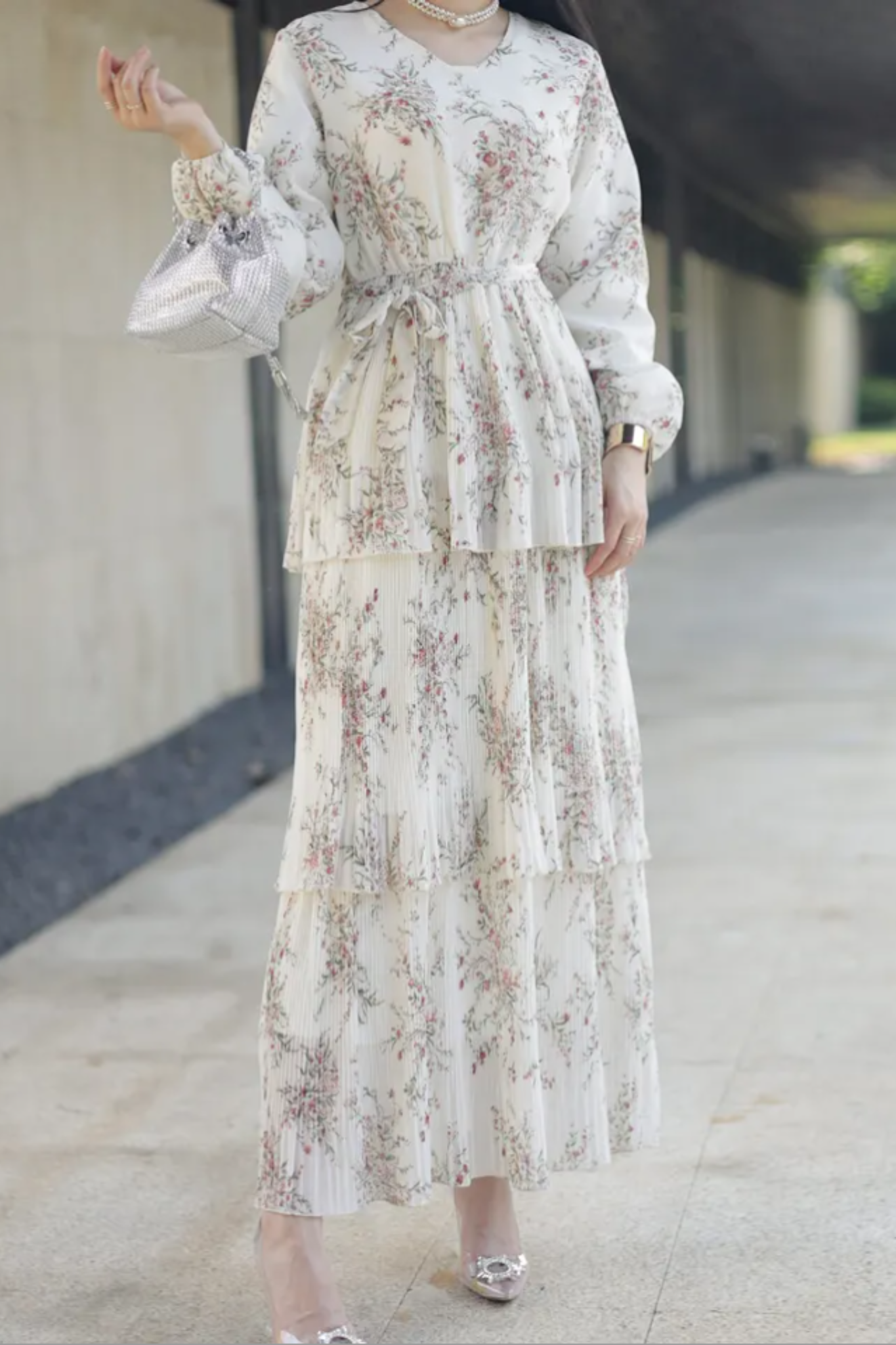 Ava Ruffle Maxi Dress - White Blossom
