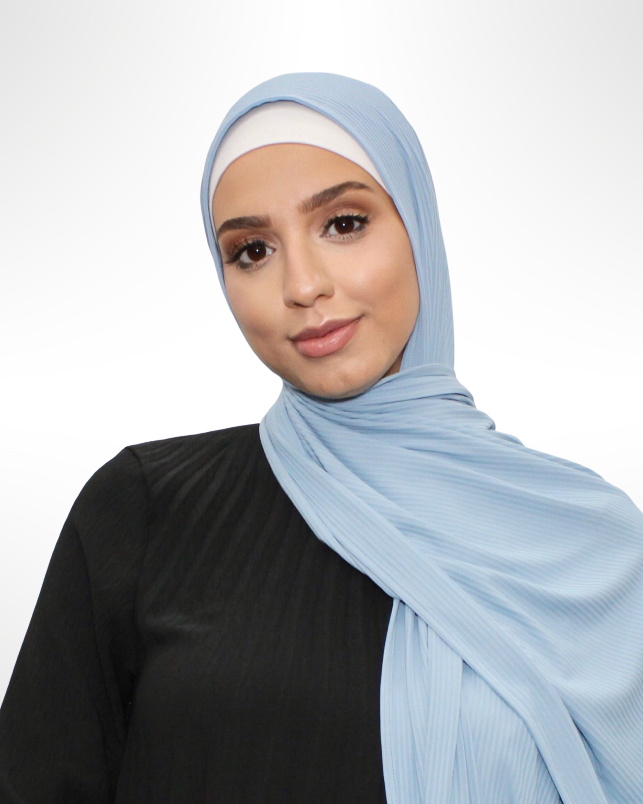 Ribbed Jersey Hijab – Coral Blue - Modern Abayati