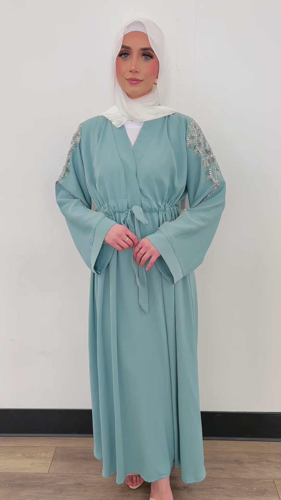 Samara Embellished Abaya - Mint