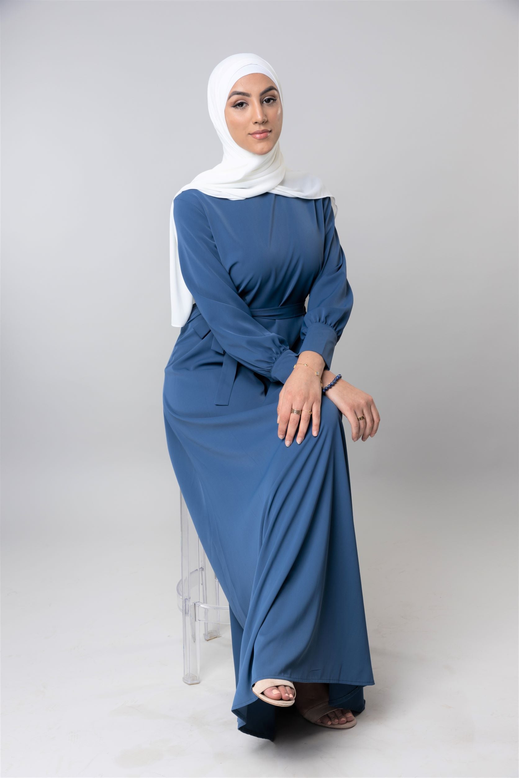 Aqua Plain Maxi Dress - Modern Abayati