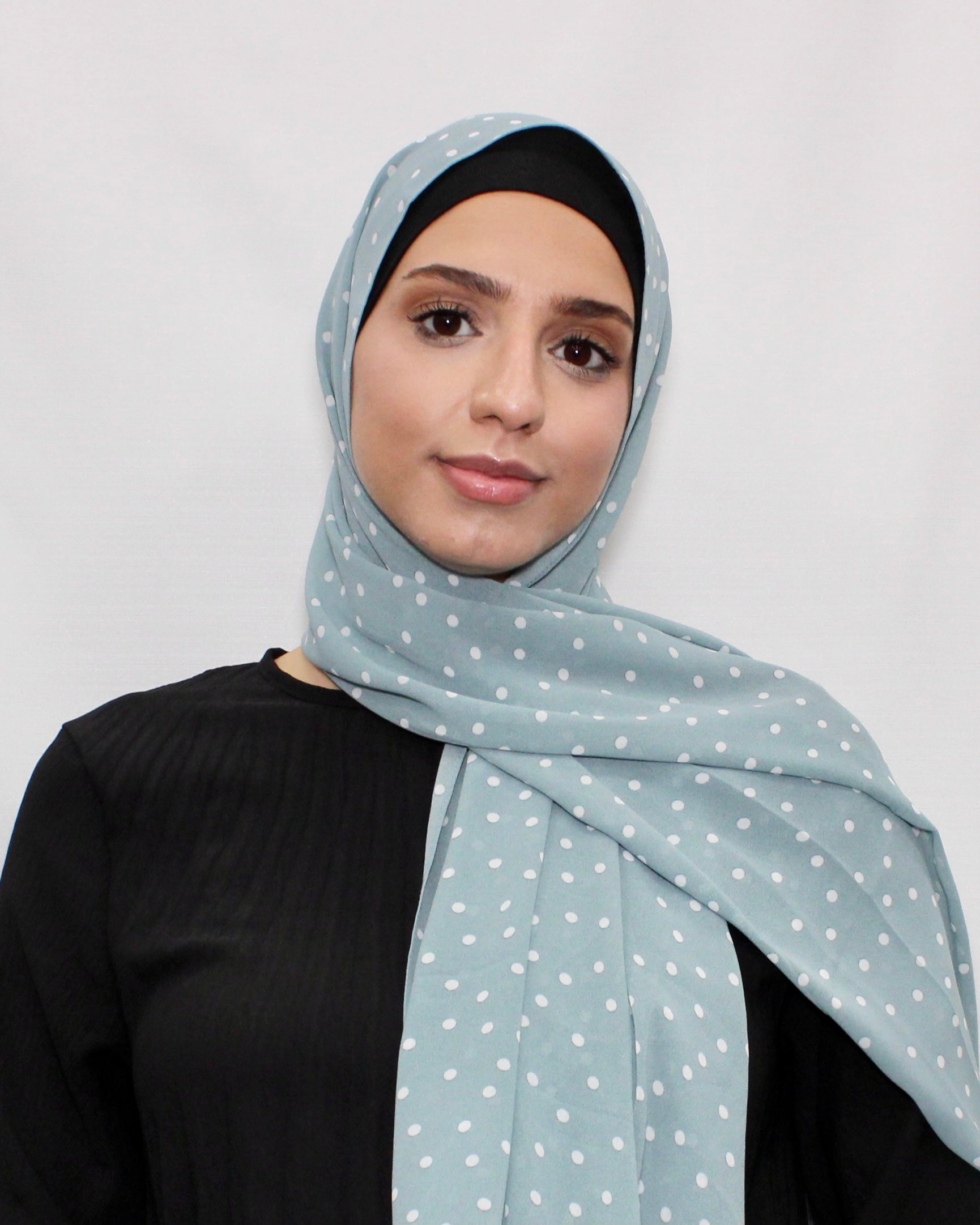 Polka Dot Chiffon Hijab – Slate - Modern Abayati