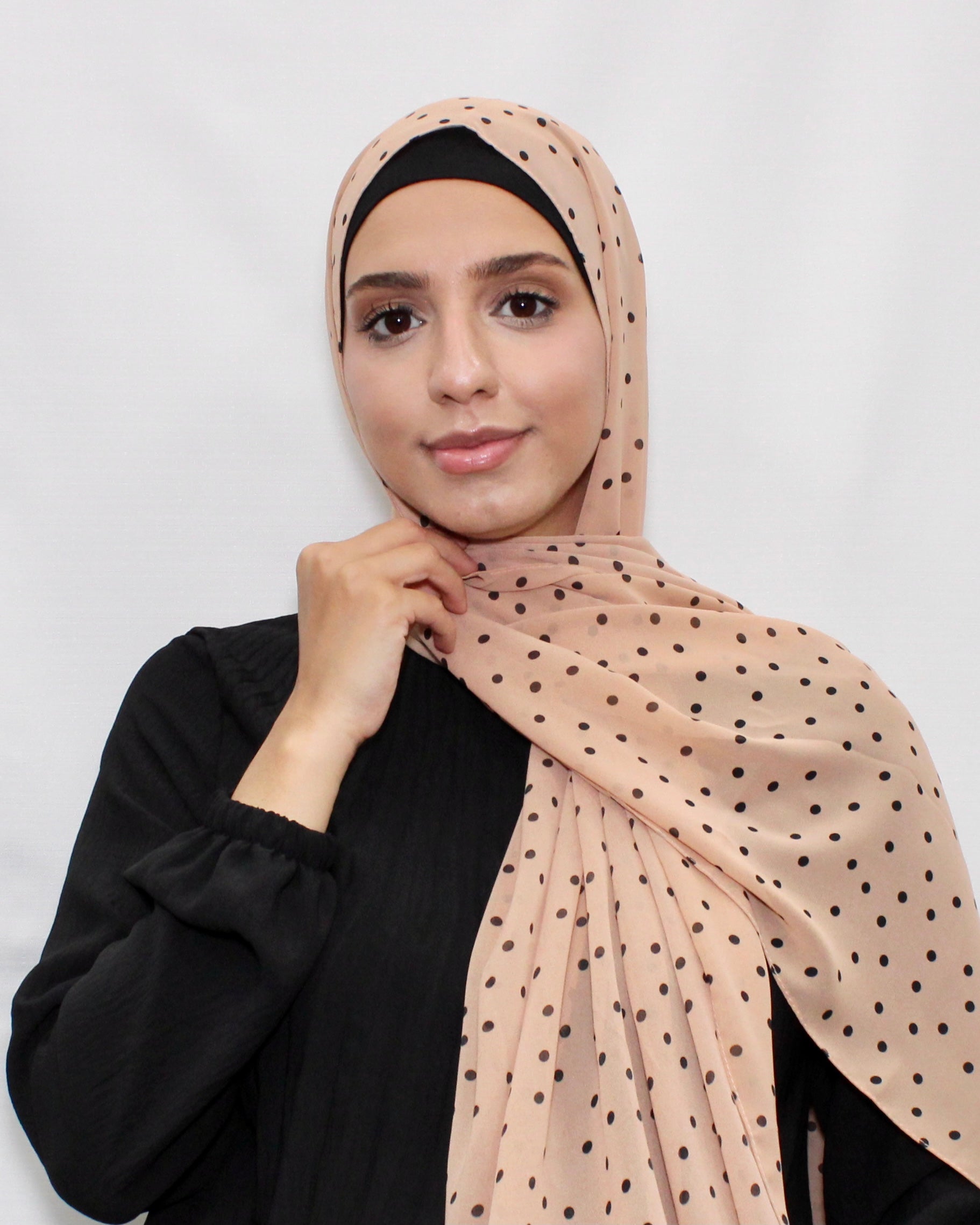 Polka Dot Chiffon Hijab – Light Toffee - Modern Abayati