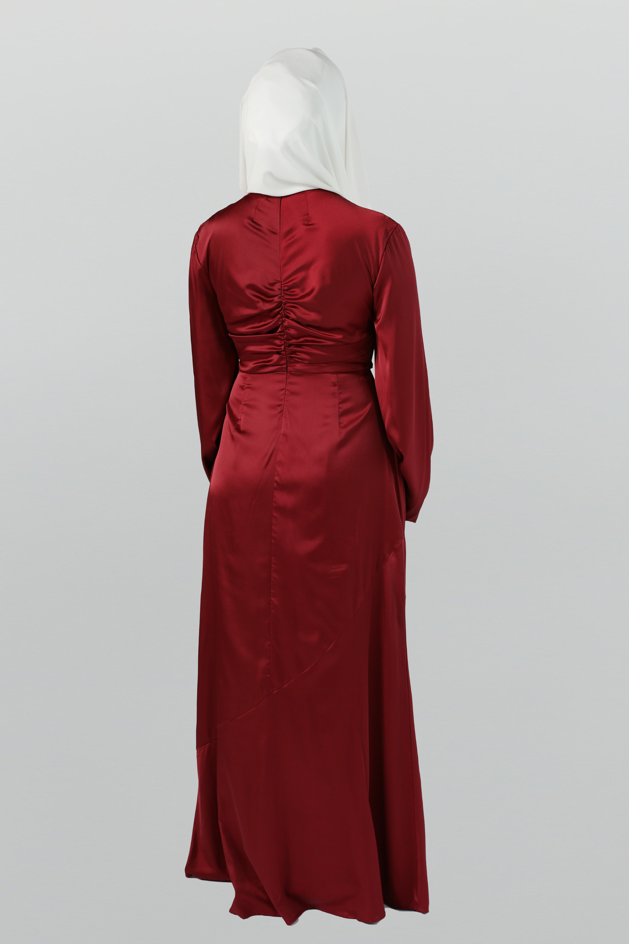 Amara Beauty Satin Gown - Burgundy